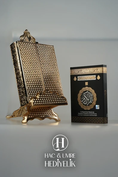 Kuran Kabı ve Kuranı Kerim | Lüks Kuran Saklama Kabı | Ayaklı Çift Kapaklı Kutulu Hediyelik Kuran - Resim 2