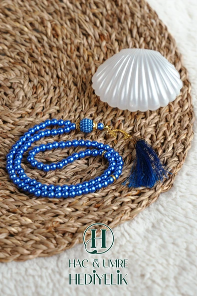 Tesbih Hediyelik | Özel Gün Davet Hediyesi | Deniz Kabuğu Kutulu 99lu İnci Tesbih Vav Süslü Püsküllü ürün görseli
