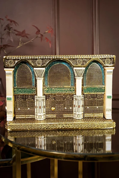 Dini Islami Biblo Ev Ofis Aksesuar Hediyelik Dekoratif Obje Mescidi Nebevi Selamlama Kapısı Süs - Resim 4