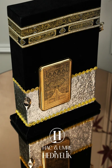 Gümüş Kabe Muhafazalı Kur’an-ı Kerim | Lüks Kabe Desenli Kutulu Kur’an Seti | Hediyelik Kuran Seti - Resim 7