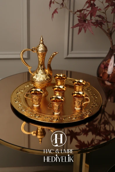 Zemzem Takımı | Gold Zemzem Sunum Seti | Zemzem Tepsisi, İbrik ve Fincan Seti ürün görseli