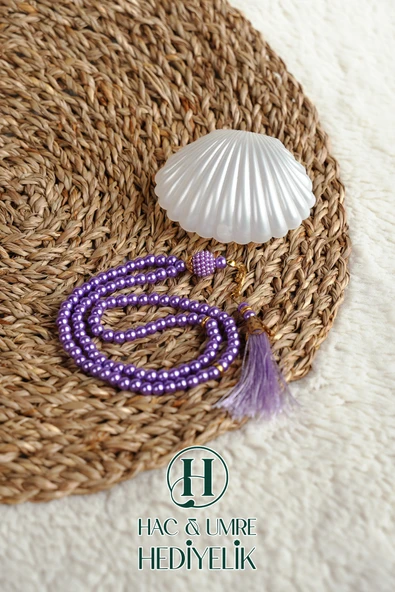 Tesbih Hediyelik | Özel Gün Davet Hediyesi | Deniz Kabuğu Kutulu 99lu İnci Tesbih Vav Süslü Püsküllü - Resim 2
