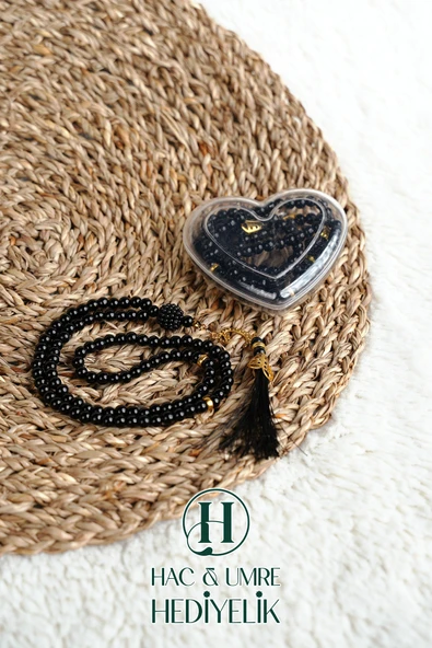 Hediyelik Tesbih | 99lu İnci Tesbih Vav İmameli Püsküllü Kalp Kutulu | Hac Umre Gün Davet Hediyesi - Resim 2