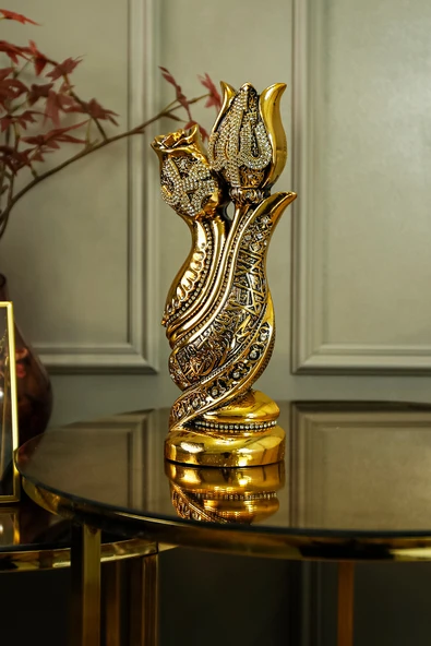 HEDİYELİK FİGÜR LÜKS AVANGARD FİGÜR KELİME-İ TEVHİD İŞLEMELİ ALLAH MUHAMMED DEKORATİF SÜS OBJE ürün görseli