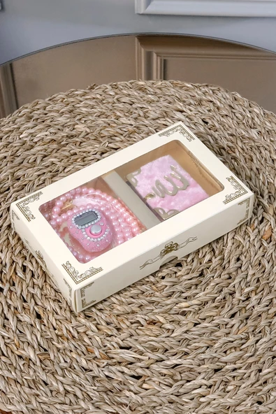 10 Adet - Taşlı Zikirmatik Tesbihmatik Kadife Kaplı Mini Kuran 99lu İnci Tesbih Seti - Resim 4