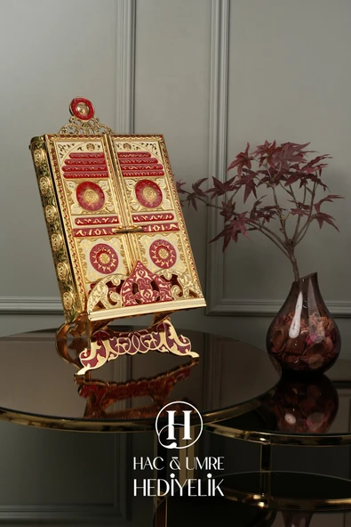 Kuran Kabı | Kuran Standı | Desenli Standlı Kuran Kabı ve Kadife Kuran Hediyeli | Kuranı Kerim Seti - Resim 6