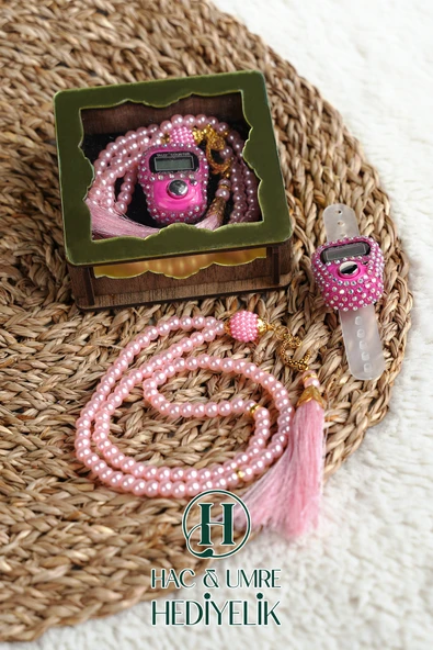 Hediyelik Tesbih Seti | Ahşap Kutulu Elektronik Tesbih ve 99lu İnci Tespih | Özel Gün Hediyesi - Resim 2