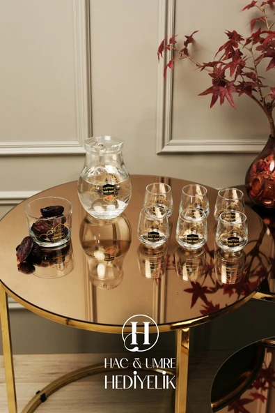 Zemzem Takımı Cam Sunum Seti 8 Parça | Lüks Mevlid İkram Takımı | Şerbet Seti ürün görseli