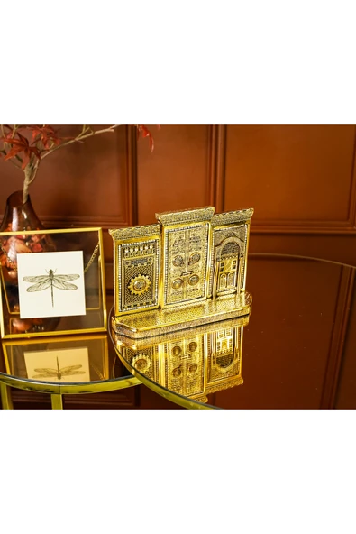 Üçlü Kabe Kapısı Minyatür Obje Ofis Yeni Iş Hediyesi Masa Üstü Dekoratif Biblo Lüks Dekor - Resim 3