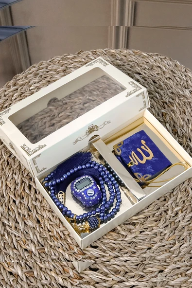 10 Adet - Taşlı Zikirmatik Tesbihmatik Kadife Kaplı Mini Kuran 99lu İnci Tesbih Seti - Resim 2