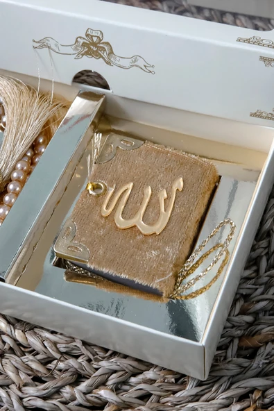 10 Adet - Taşlı Zikirmatik Tesbihmatik Kadife Kaplı Mini Kuran 99lu İnci Tesbih Seti - Resim 6