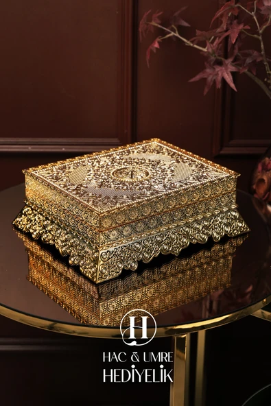Sandık Kuran Kabı ve Kuran | Kuran Kutusu | Lüks Kitap Kutusu | Dekoratif Kuran Kabı Kuran Hediyeli - 4