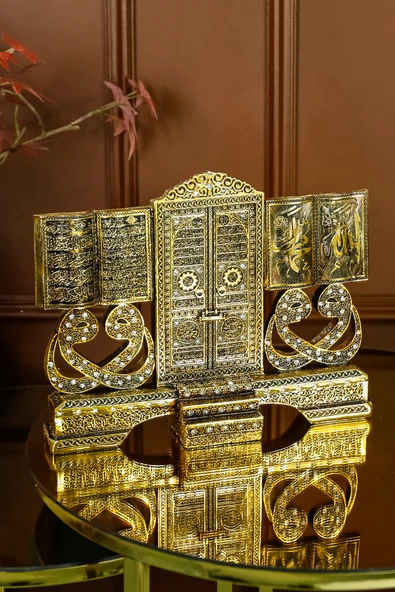 MASAÜSTÜ BİBLO OBJE DEKOR VAV ALLAH MUHAMMED AYETEL KÜRSİ LÜKS HEDİYELİK - Resim 5