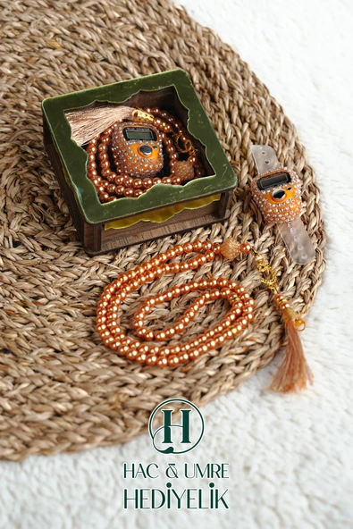 Hediyelik Tesbih Seti | Ahşap Kutulu Elektronik Tesbih ve 99lu İnci Tespih | Özel Gün Hediyesi - Resim 2