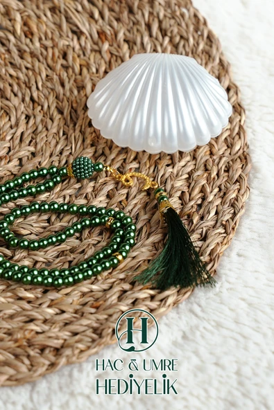 Tesbih Hediyelik | Özel Gün Davet Hediyesi | Deniz Kabuğu Kutulu 99lu İnci Tesbih Vav Süslü Püsküllü - Resim 3