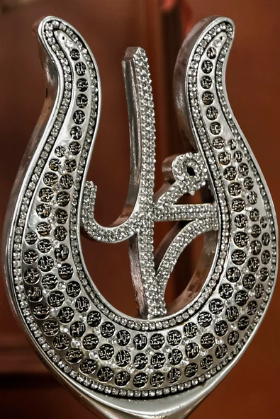 Ofis Biblo Ofis Dekor Hediyelik Lüks Gümüş Lale Allah Muhammed Dekoratif Obje Hediye Aksesuar Seti - Resim 6