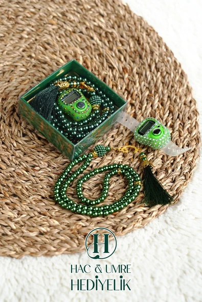 Taşlı Zikirmatik ve İnci Tesbih Seti | Mevlüd Hac Umre Davet Organizasyon Hediyesi | 10 Adet Set - Resim 2