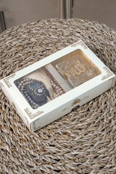 10 Adet - Taşlı Zikirmatik Tesbihmatik Kadife Kaplı Mini Kuran 99lu İnci Tesbih Seti - Resim 5