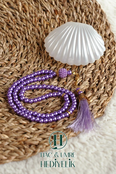 Tesbih Hediyelik | Özel Gün Davet Hediyesi | Deniz Kabuğu Kutulu 99lu İnci Tesbih Vav Süslü Püsküllü - Resim 3