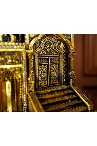 MİHRAP MİNBER MİNYATÜR BİBLO LÜKS GOLD SALON MASAÜSTÜ RAF EV OFİS DEKORASYON ALTIN KAPLAMA SÜS DEKOR - Resim 5