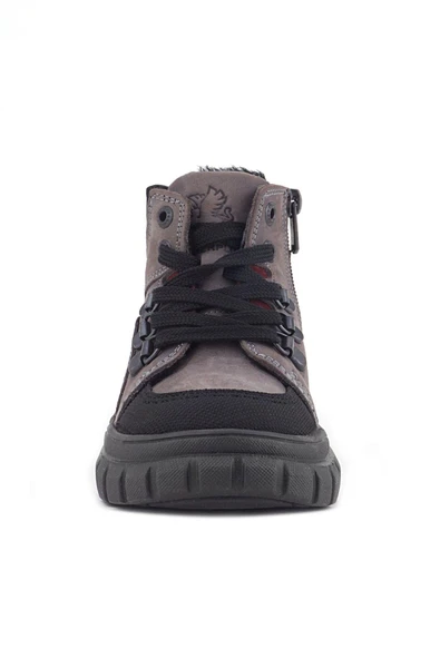 Rakerplus Hakiki Deri Gri Siyah Fermuarlı Erkek Bebek Bot - 4