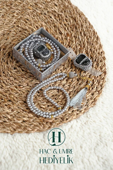 Taşlı Zikirmatik ve İnci Tesbih Seti | Mevlüd Hac Umre Davet Organizasyon Hediyesi | 10 Adet Set - Resim 2