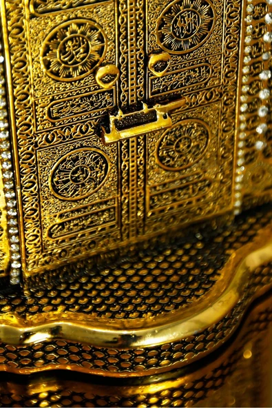 Kurumsal Hediye Lüks Islami Hediyelik Dekoratif Obje Süs Model Kabe Kapısı Ayetel Kürsi Biblo - Resim 4