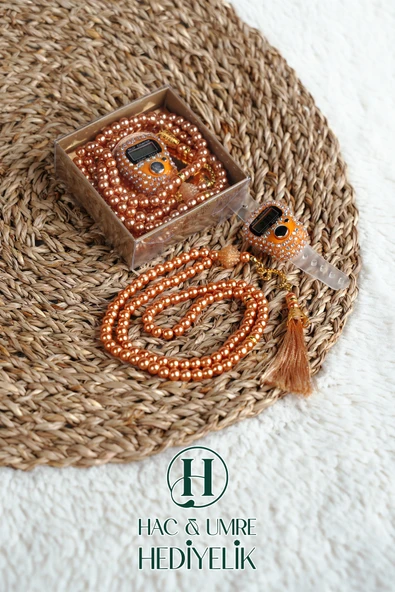 Taşlı Zikirmatik ve İnci Tesbih Seti | Mevlüd Hac Umre Davet Organizasyon Hediyesi | 10 Adet Set - Resim 2