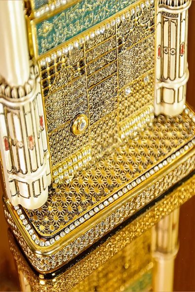 Lüks Gold Biblo Hediyelik Dekoratif Obje Dini Islami Manevi Hediye Aksesuar Ravzayı Mutahhara Süs - Resim 6