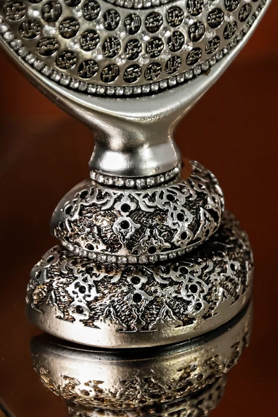 Ofis Biblo Ofis Dekor Hediyelik Lüks Gümüş Lale Allah Muhammed Dekoratif Obje Hediye Aksesuar Seti - Resim 4