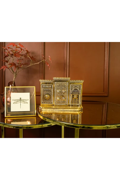 Üçlü Kabe Kapısı Minyatür Obje Ofis Yeni Iş Hediyesi Masa Üstü Dekoratif Biblo Lüks Dekor - Resim 2