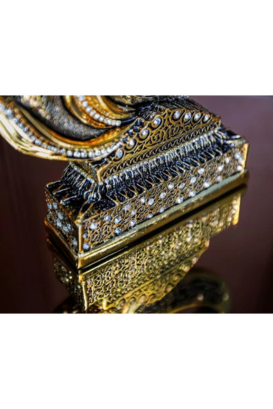 Gold Biblo Lüks Hediyelik Aksesuar Altın Kaplama Dini Islami Dekoratif Figür Vav Allah Muhammed Süs - Resim 4