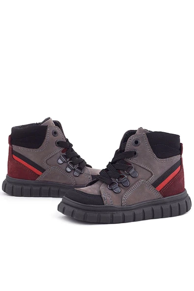 Rakerplus Hakiki Deri Gri Siyah Fermuarlı Erkek Bebek Bot - 9