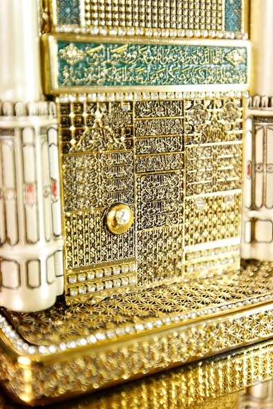 Lüks Gold Biblo Hediyelik Dekoratif Obje Dini Islami Manevi Hediye Aksesuar Ravzayı Mutahhara Süs - Resim 4