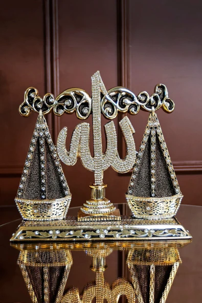 LÜKS HEDİYELİK FİGÜR DİNİ İSLAMİ BİBLO DEKORATİF ÜRÜN TERAZİ LAFIZ OBJE - Resim 2