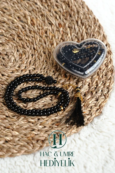 Hediyelik Tesbih | 99lu İnci Tesbih Vav İmameli Püsküllü Kalp Kutulu | Hac Umre Gün Davet Hediyesi ürün görseli