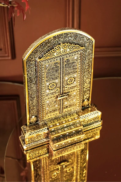 Lüks Hediyelik Dekoratif Obje Gold Dekor Gold Ev Ofis Dekorasyon Kabe Kapısı Ayetel Kürsi Biblo - Resim 7