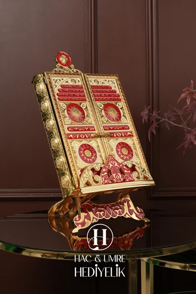 Kuran Kabı | Kuran Standı | Desenli Standlı Kuran Kabı ve Kadife Kuran Hediyeli | Kuranı Kerim Seti - Resim 5