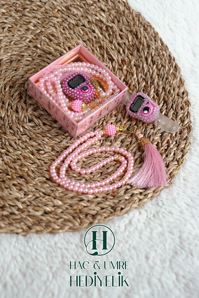 Taşlı Zikirmatik ve İnci Tesbih Seti | Mevlüd Hac Umre Davet Organizasyon Hediyesi | 10 Adet Set - Resim 2