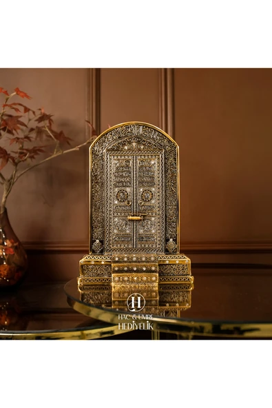 Dini Islami Manevi Hediye Lüks Islami Hediyelik Dekoratif Obje Model Kabe Kapısı Ayetel Kürsi Biblo - Resim 2