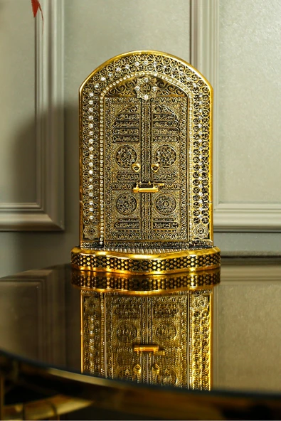 Lüks Islami Hediyelik Dini Biblolar Dekoratif Obje Süs Model Kabe Kapısı Ayetel Kürsi Figür - Resim 6