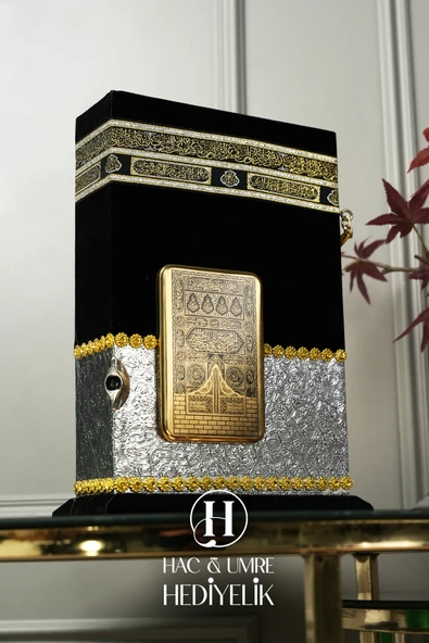 Gümüş Kabe Muhafazalı Kur’an-ı Kerim | Lüks Kabe Desenli Kutulu Kur’an Seti | Hediyelik Kuran Seti - Resim 3