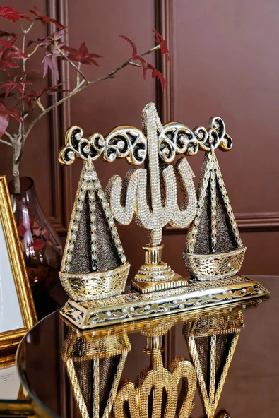 LÜKS HEDİYELİK FİGÜR DİNİ İSLAMİ BİBLO DEKORATİF ÜRÜN TERAZİ LAFIZ OBJE - Resim 3