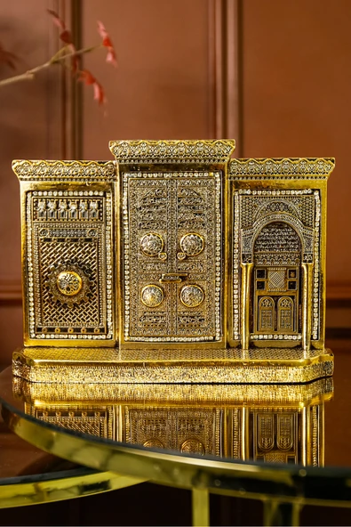 Üçlü Kabe Kapısı Minyatür Obje Ofis Yeni Iş Hediyesi Masa Üstü Dekoratif Biblo Lüks Dekor ürün görseli