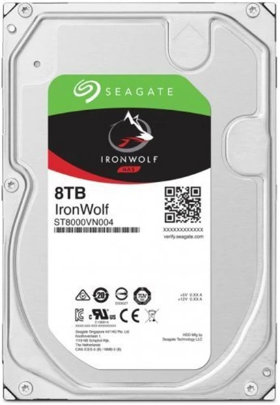 Seagate 8Tb ST8000VN004 Ironwolf 3,5" 7200Rpm 256Mb Rv Sensör, Sata 3, 7-24  Nas Diski ürün görseli 1