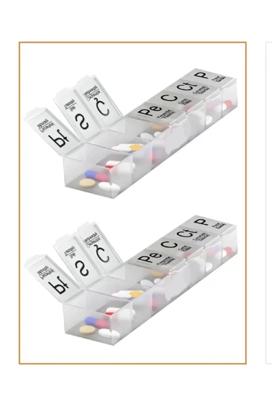 7 Gün Sıralı İlaç Saklama Kutusu Gün İsimli, Kabartma Yazılı, Taşınabilir Düzenleyici - Resim 4