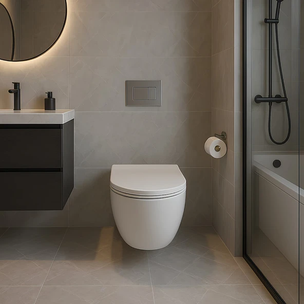 Turavit Rondo Rita Beyaz Kanalsız Açık Montaj Asma Klozet RND5516, Nkp Grande Yavaş Kapak - Resim 3