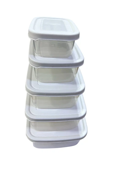 5’li Saklama Kabı Seti Farklı Boylarda, Toplam 6.94 Litre, Düzenleyici Kapaklı - Resim 5