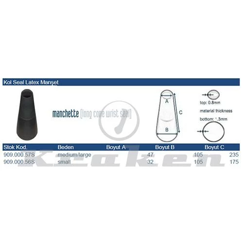 KRAKEN Kuru Elbise Kol Seal Latex Manşet - 2