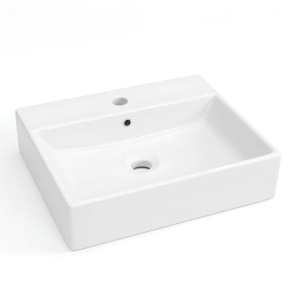 Turavit Vega Dikdörtgen Beyaz Delikli Lavabo 50x42 Cm VG0050 - 2